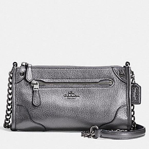 COACH MICKIE CROSSBODY IN GRAIN LEATHER IN antique Nickel/ Silver - Picture 1 of 5